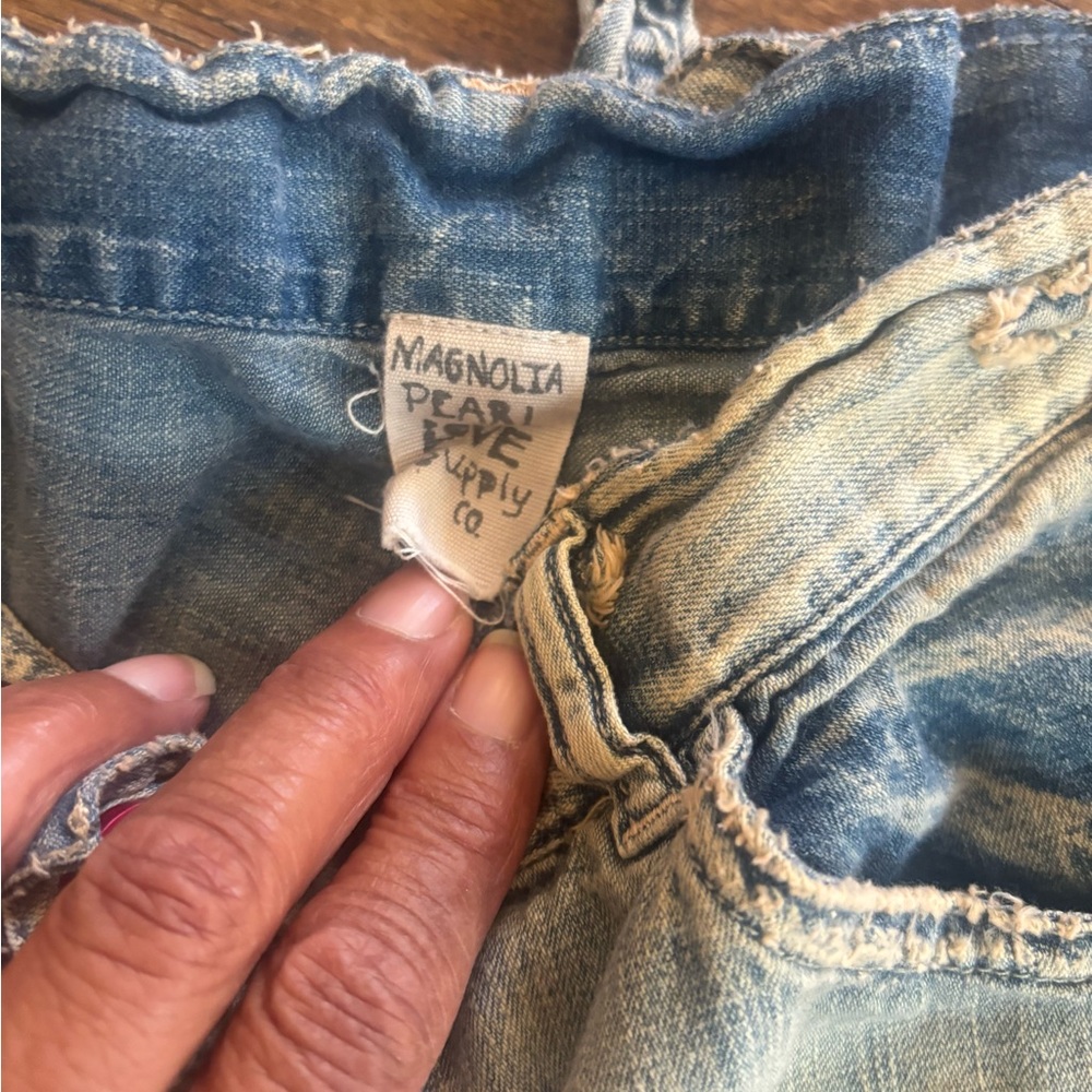 Magnolia Light Blue Patchwork Jean Shorts - Picture 4 of 10